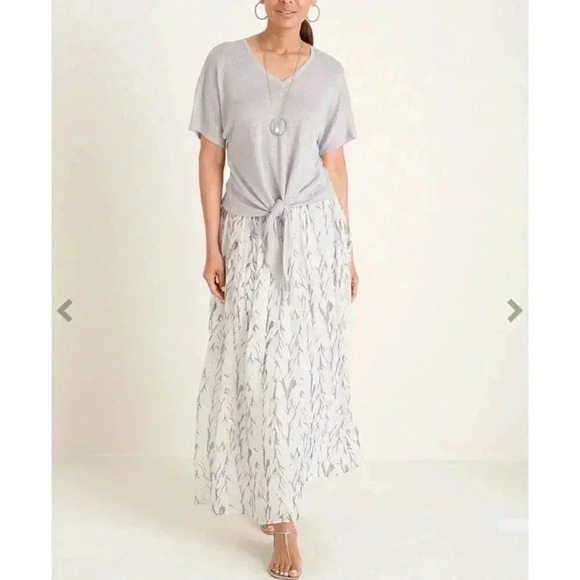 NWT Chico's Gathered-Texture Chevron Print Maxi Skirt Lined P32 - Picture 2 of 9